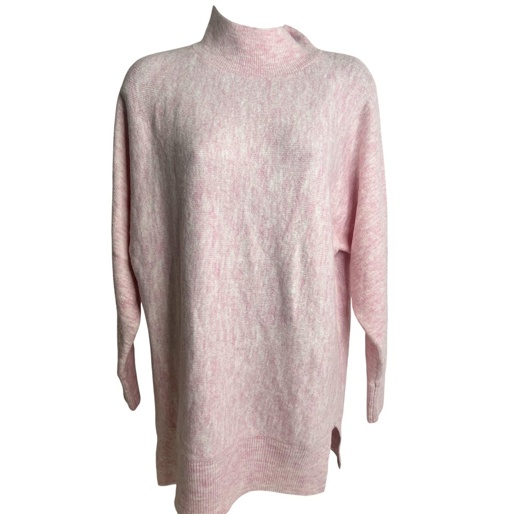 Magaschoni Sweater Womens Small Pink Heather Pullover Mock Neck Soft Knit NWT